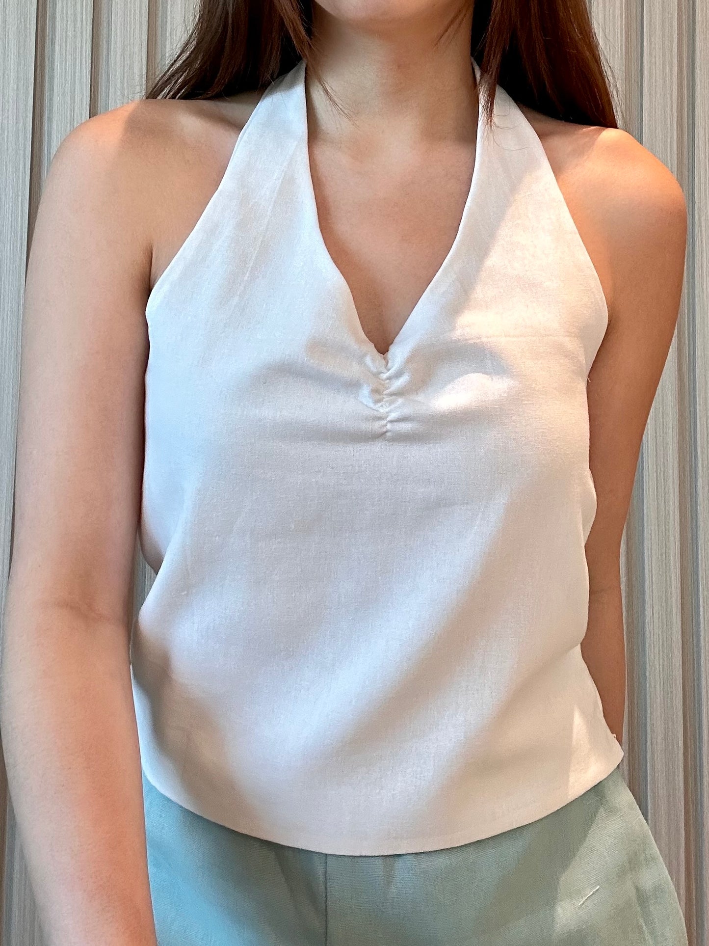 linen halter top white