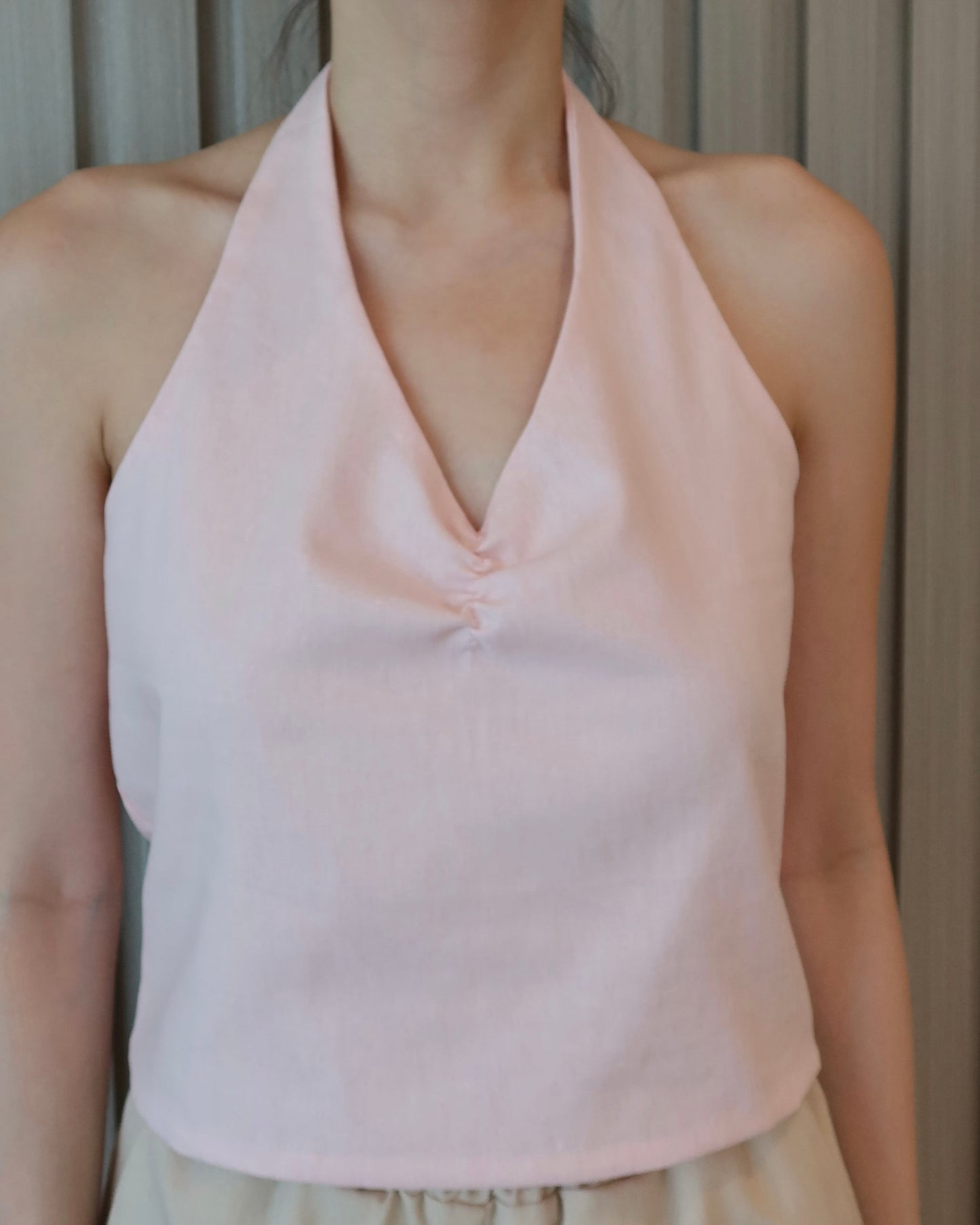 linen halter top pink