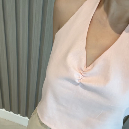 linen halter top blush pink